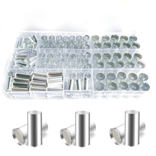 Lkelyonewy Copper Crimp Wire Ferrules Connectors Kit Wiring Ends Terminals AWG (7 5 4 2 1) Gauge Non Insulated Crimp Terminal Connecter Sleeves Assortment for car Audio Amplifier 190Pcs,lkelyonewy
