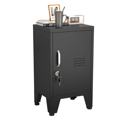 Pozdeg Small Metal Storage Cabinet, Office Storage Cabinet with Adjustable Shelf and Feet, Small Single Door Cabinets Side Table for Bedroom, Living Room, Home, Office