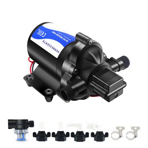 Verbesserte 12V DC RV Fresh Water Pump for Home,4GPM 45PSI Self Priming Garden Hose Booster Sprinkler Pump for Bathroom Camp,Washdown Diaphgram with Pressure Switch for Boat Irrigation Yach