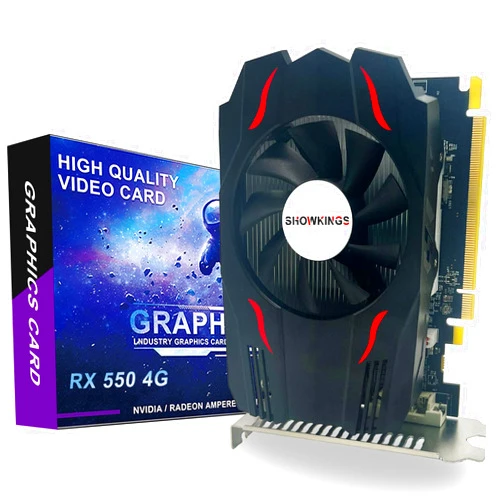 SHOWKINGS AMD Radeon RX 550 4GB Graphics Card, GDDR5 128 Bit Video Card for PC Gaming, PCIE 3.0 DirectX 12 Computer Graphics Cards GPU with HDMI/DP/DVI Ports Support 4K HD Display