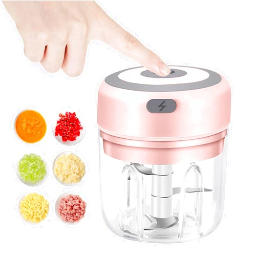 Hviww Electric Garlic Chopper, 250ML Food Chopper USB, Mini Vegetable Chopper, Garlic Mincer, Onion Chopper, Portable Small Food Processor for Garlic, Ginger, Chili, Vegetables