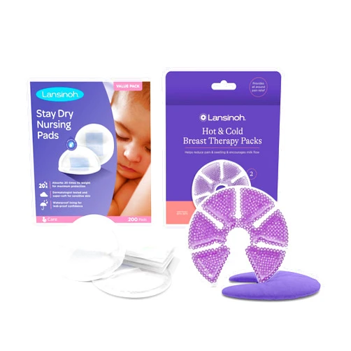 Lansinoh Disposable Nursing Pads, 200 Count, and Breast Therapy Packs with Soft Covers, 2 Pack, Breastfeeding Essentials for Moms