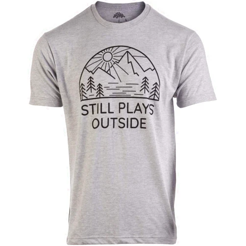 Ann Arbor T-shirt Co. Still Plays Outside Hiking Tee | Funny Hiker Camping Camper Outdoors Men Women Shirt