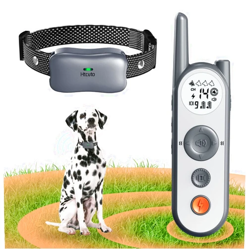 Htcuto Wireless Dog Fence, 3500 Ft Electric Dog Fence with 6100Ft Training Remote, 185 Day Battery Rechargeable Pet Fence System, IPX7 Water Resistant, Vibrate/Beep/Shock Modes for Dogs*Grey