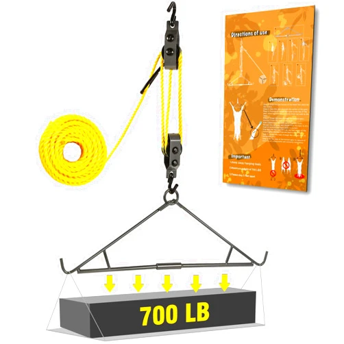 Qiullen Game Hanging Gambrel Game Hoist Deer Hanger for Skinning Gambrel Deer Game Hanger Hoist Game Hanging Gambrel & Hoist Kit for Hanging & Processing Elk Bear Moose Deer Hog Goat, Max to 700LB