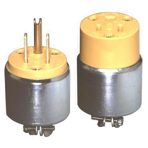 Leviton 515CA 15-Amp. 125-Volt, Armored Grounding Plug Yellow