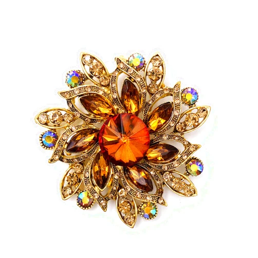 LAXPICOL Vintage Women's Austrian Crystal Elegant Flower Brooch Wedding Broach Pin