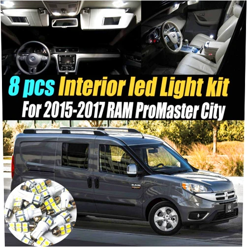 Mr.Brighton LED 8Pc Super White 6000k Car Interior LED Light Kit Pack Compatible with 2015-2017 RAM ProMaster City