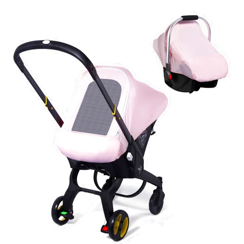 THE KENKYO Car Seat Covers for Babies, Original Baby Car Seat Cover for Girls Boys, Stretchy Infant Carseat Canopy with Adjustable Breathable Mesh Window & Pocket, Kick-Proof Stroller Cover for Spring Summer