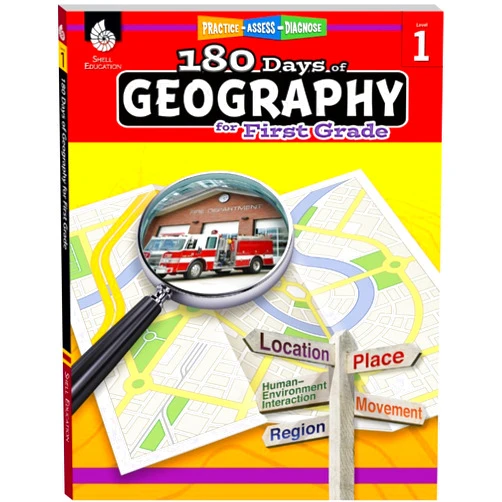 Rane Anderson 180 Days™: Social Studies, Geography for 1st Grade Practice Workbook for Classroom and Home, Cool and Fun Practice Created by Teachers