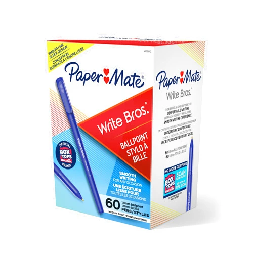 Paper Mate Ballpoint Pens, Write Bros. Blue Ink Pens, Medium Point (1.0mm), 60 Count
