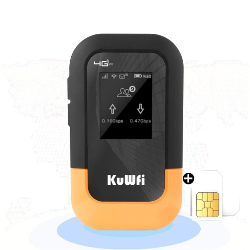 KuWFi 4g Mobile Hotspot, 2G Data 4G Pocket Mobile Wireless Router Portable WiFi Hotspot Supports 10 Devices Work with Indoor and Outdoor Mechanical Style