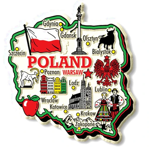 Classic Magnets Poland Jumbo Country Map Magnet by Classic Magnets, Collectible Souvenirs Made in The USA