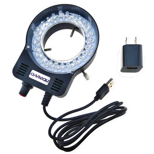 QAREQU Microscope Ring Light Adjustable 52 LED Light Source, USB Power Illuminator, 2.4 inch Inside Diameter