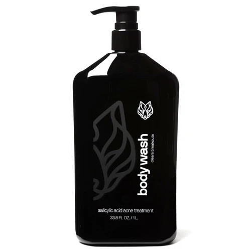 Black Wolf Charcoal Powder Body Wash for Men, 1 Liter - Charcoal Powder & Salicylic Acid Reduce Acne Breakouts & Cleanse Your Skin from Toxins & Impurities - Rich Lather for Full Coverage, Deep Clean