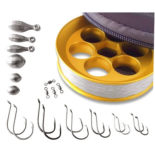 Yoyito Aluminum Hand Line Reel Pocket/Travel Fishing Kit (20 lb Clear line)