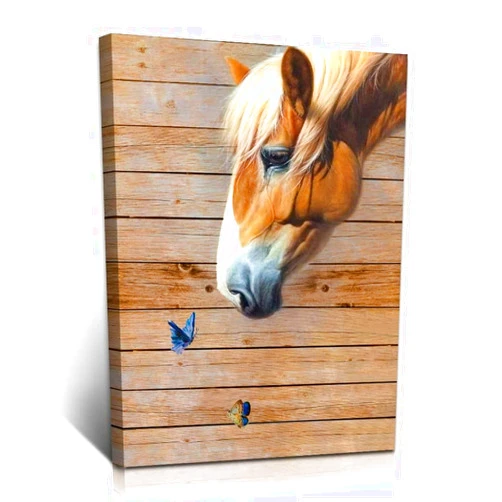 YIKG Bathroom Horse Picture Wall Art Yellow Rustic Animal Prints on Canvas for Farmhouse Home Decor 12x15