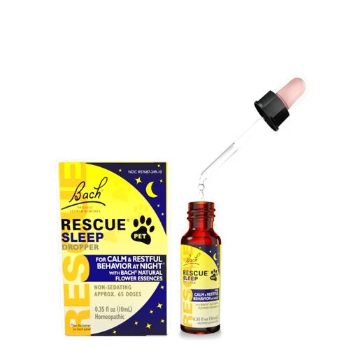 Rescue Pet Sleep Dropper - 10 mL - Sleep Aid for Dogs & Cats with Bach Natural Flower Essences - Sedative-Free, Homeopathic Liquid Formula - For All Breeds, Ages & Weights