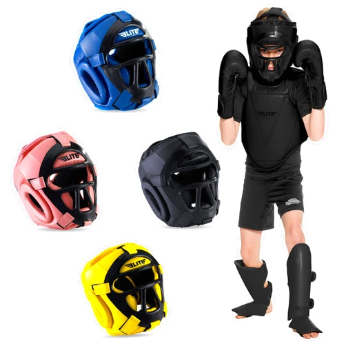 Elite Sports Best Kids Boxing Headgear Youth Wrestling Headgear for Age 4 to 13 Year MMA Kickboxing Muay Thai BJJ Karate Head Guard for Boys Girls (Black)