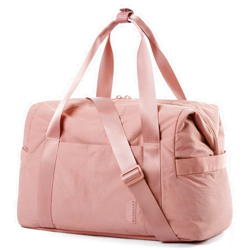 BAGSMART Gym Bag for Women, Carry on Weekender Overnight Bag, Travel Duffel Bags with Trolley Sleeve, Personal Item Travel Bag Tote Bag Workout Dance Bag, Dark Pink