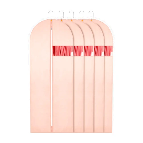 SNHTLS Hanging Garment Bags Suit Bags(Set of 5) Dust Cover Breathable Dress Bag for Closet Clothes Storage or Travel- Pink 24'' x 55''