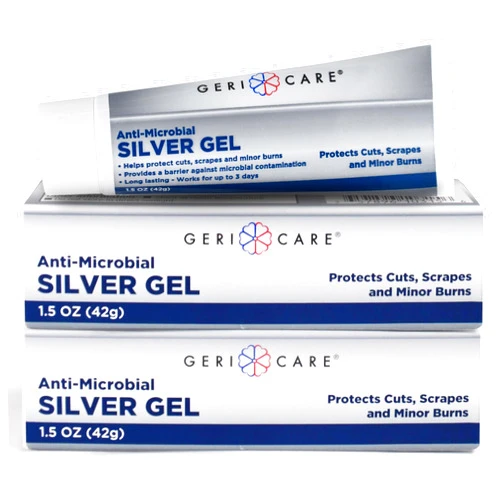 GeriCare Antimicrobial Silver Gel by GeriCare| Wound Care Cream for Cuts Scrapes Minor Burns| Natural Topical Skin Healing Ointment| 55PPM Colloidal Silver Gel |Long-Lasting Protection|1.5oz | Pack of 2