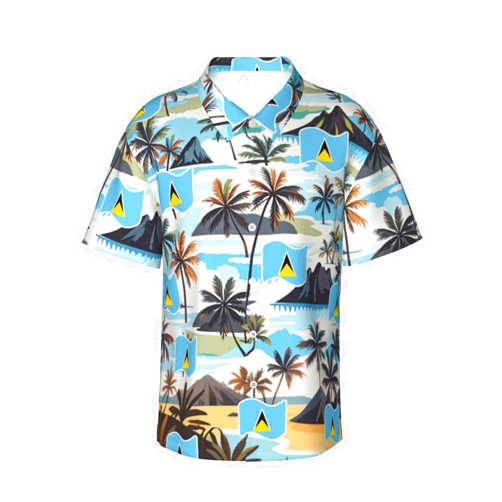 Generic Hawaiian Shirt for Men Saint Vincent and The Grenadines Flag Button Down Shirts