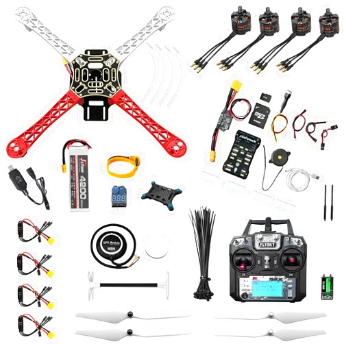 HAWK'S WORK F450 Drone Kit to build, DIY Quadcopter Set, Frame + Pixhawk + GPS + Power Module + ESC + Brushless Motor + Prop + Battery + RC Transmitter & Receiver + Accessory + Guild Book & Video (A)