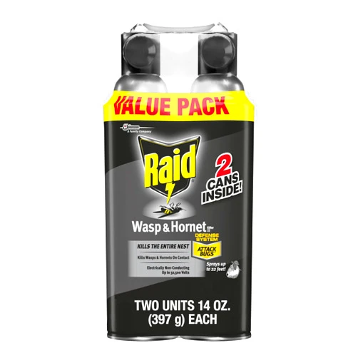 Raid Wasp & Hornet Killer Spray, Bug Killer Kills the Entire Nest, 14 Oz, 2 Count