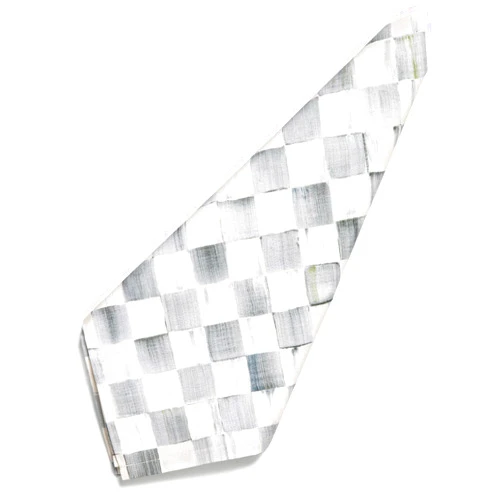 MACKENZIE-CHILDS Cotton Napkin, Cloth Dinner Napkin, Gray-and-White Sterling Check