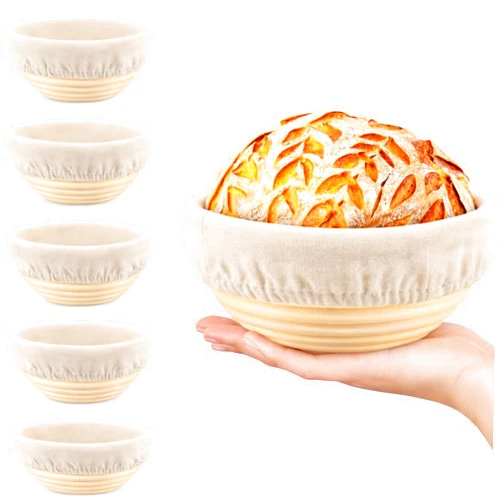 REMEIT 6 Pack 5 Inch Mini Banneton Bread Proofing Basket, Mini Sourdough Baking Supplies, Small Banneton Proofing Baskets for Artisan Bread Baking and Dough Rising