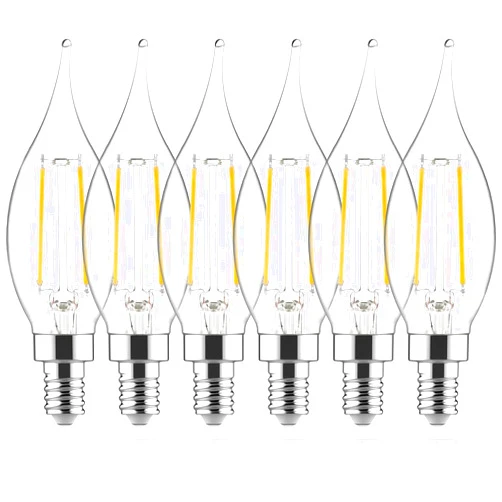 Sengled 60W Equivalent Dimmable LED Chandelier Bulb - 4.5W 2700K Soft White Vintage Filament Candle Bulb, E12 Candelabra Base, 6 Pack