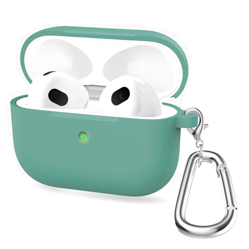 Maidea Silicone Case for AirPods 3 Case Cover - 2021 AirPods 3rd Generation Case, Shockproof Protective Case with Keychain, Airpods 3 Case for Women Men Girl (Pine Green)