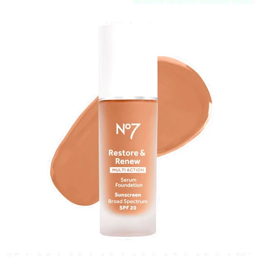 No7 Lift & Luminate Triple Action Serum Foundation - Liquid Makeup with SPF 15 for a Dewy, Glowy Base - Radiant Formula for Mature Skin - Dune (1 Fl Oz)