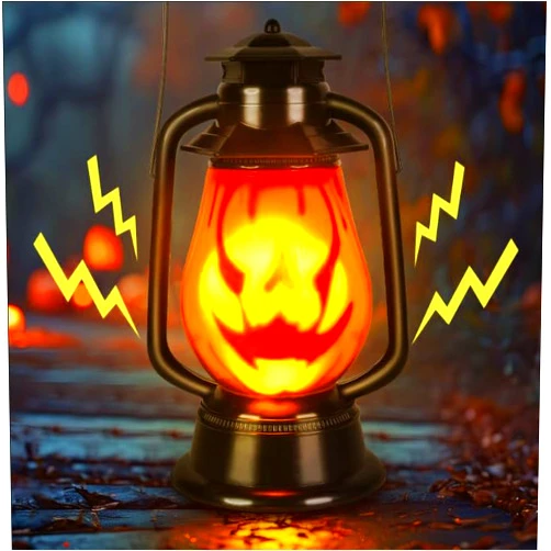 TURNMEON Halloween Outdoor Jack-O'-Lantern with Talking Flaming & Sound Activated – Light Up Hanging Halloween Pumpkin Lanterns, Halloween Lantern Lights Halloween Decorations Outdoor for Yard Garden Decor