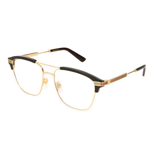 Gucci GG 0241O 002 Gold Black Plastic Rectangle Eyeglasses 54mm