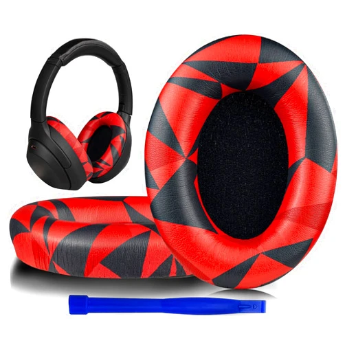 SOULWIT Professional Earpads Cushions Replacement for Sony WH-1000XM3 (WH1000XM3) Over-Ear Headphones, Ear Pads with Softer Protein Leather, Noise Isolation Memory Foam, Added Thickness (Red Storm)
