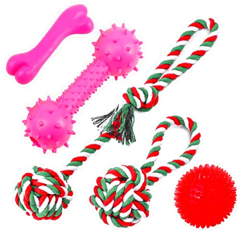 Nlmskzzy Dog Chew Toys,Dog Toys 5 Pack for Fun and Teeth Cleaning Dog Toys Pack for Medium to Small Dogs