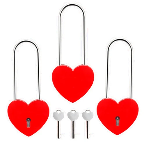 Rich Boxer 3 PCS Heart Lock Love Lock for Bridge Padlock with Keys for Lovers Valentines Day Gift Decorations Small Cute Red Heart Shaped Locks for Diary Book Jewelry Box Locker Suitcase Luggage