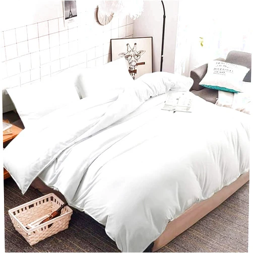 RoverBedding 800 Thread Count 5 Pcs Plain Duvet Cover Set - 100% Egyptian Cotton Super Queen(90''X98) Size White Comforter/Quilt Cover with Zipper & Corner Ties (1 Duvet Cover & 4 Pillowcases)