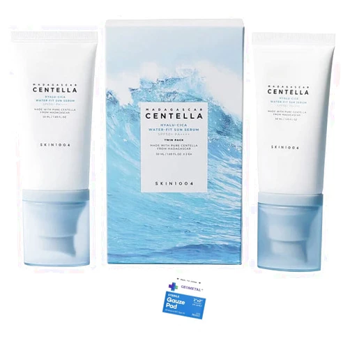 GEOMETAL Hyalu CICA Water-fit Sun Serum (Pack of 2) & Gauze Pad by GeoMetal™