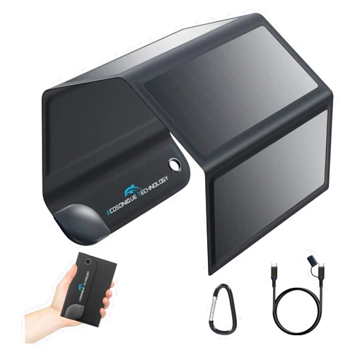 Ecosonique Technology Ecosonique 8W Portable Solar Chargers 5V USB-C Small Power Emergency Foldable Solar Panels for Camping Hiking Backpacking for Phones Smart Watches Fans Flashlight Small Power Banks Battery Packs