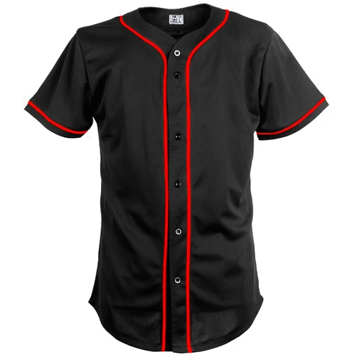 Pullonsy Black Custom Baseball Jersey for Men Full Button Mesh Embroidered Team Name & Numbers S-8XL