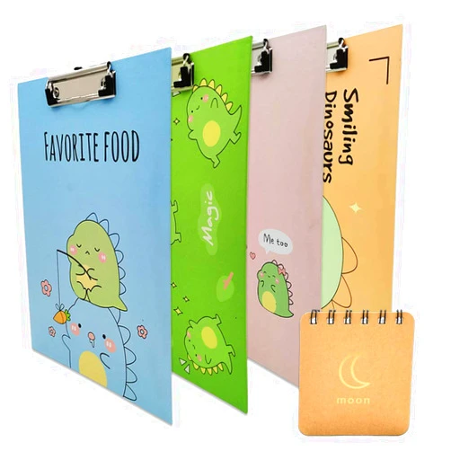 FTSWGS Clipboard (Set of 4) Hangable Letter Size 12.2” x 8.7” Homework Clipboards Low Profile Lightweight Clips Cute Cartoon Clip Board with Sticky Note for Classrooms, Students, Nurse, Offices