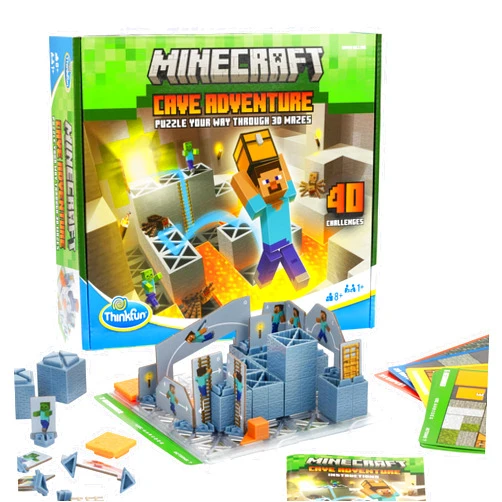 ThinkFun Minecraft Cave Adventure | Screen-Free Strategy Puzzle Game | 40 Logic Challenges | Ages 8+