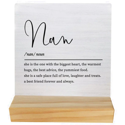 Ayxvt Nan Gifts,Nanny Gifts,Nanny Gifts from Grandchildren,Gifts for Nanny,Nanny Grandma Birthday Mother's Day Gifts,Nan Definition Decorative Desk Sign for Home Bedroom