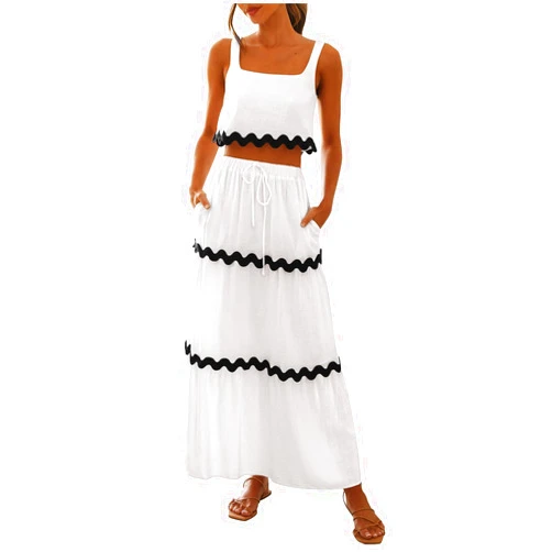 DOLKFU Women Spaghetti Strap Trendy Sundress Fashion Grahpic Design Maxi Dress Fit and Flare Long Dresses
