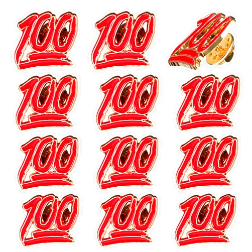 AOZUO 12PCS One Hundred Lapel Pin, 100 Perfect Score School Exam Enamel Pin Employee Appreciate Recognition Award Pin for Students Teachers Motivation Encouragement Graduation Gift