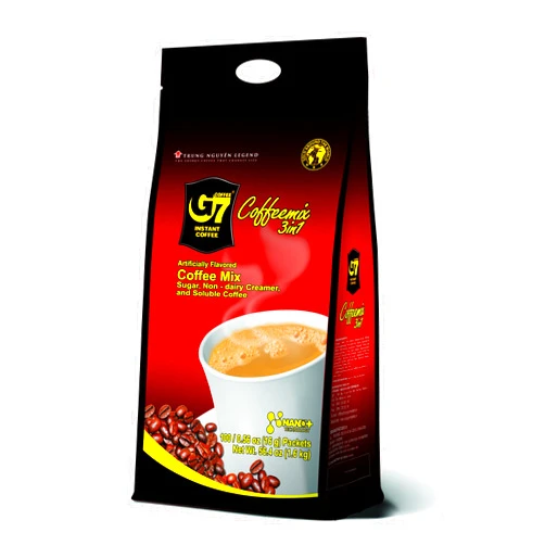 TRUNG NGUYÊN LEGEND Trung Nguyen G7 Instant Coffee - 3-in-1 with NANO+ Technology, Roasted Ground Blend, Non-dairy Creamer & Sugar (100 Sticks)