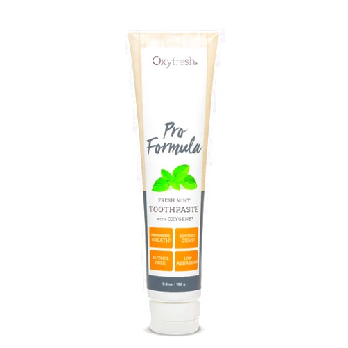 Oxyfresh Pro Formula Fresh Mint Toothpaste – Gentle Low Abrasion - Cosmetic Fluoride Free - for Bad Breath, Sensitive Teeth and Gums with Natural Essential Oils - 5.5 oz